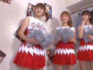 Three big tits japanese cheerleaders sharing johnson