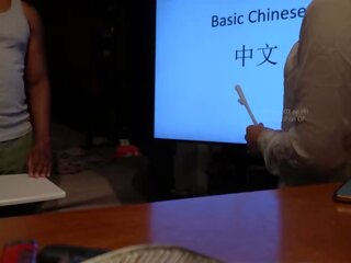 Chinees leraar heeft porno met student gedurende privé klasse (speaking chinees) vies klem movs