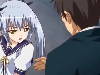 Haýran galdyryjy anime femme fatale licking member in close-up