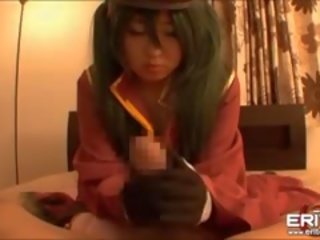 Simpatik japoneze cosplayer merr pidh njëpasnjëshëm dhe creampied