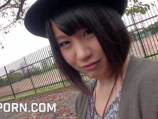 Fantastic japanese young female +18 use porn toys in a park on Tokyo