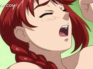 Hubad redhead anime damsel pamumulaklak miyembro sa animnapu't siyam