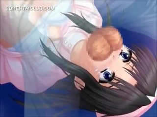 Hlboké throated anime sestrička dostane ústa semeno vyplnený