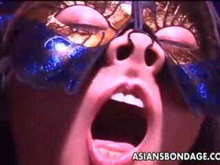 Asian strumpet ultra toyed and cum spunked in her fac