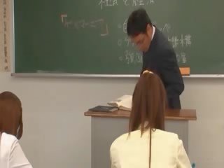 Oriental students rubbing dick