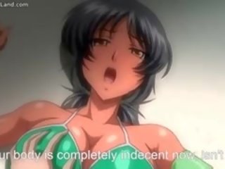Bystiga animen tonårs i vällustig baddräkt jizzed part6