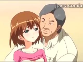 Kecil molek anime anak perempuan mendapat smashed oleh pertengahan umur besar zakar