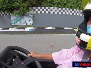 Real amateur Asian teen amateur GF from Thailand go karting and sex video