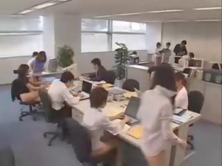 Graceful Asian group of secretaries naked