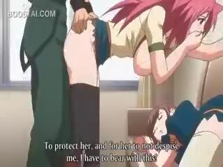 Ružový vlasy anime med kurvička fucked proti the stena